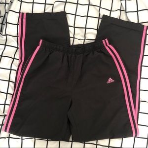 Adidas Black and Pink Athletic Pants - M